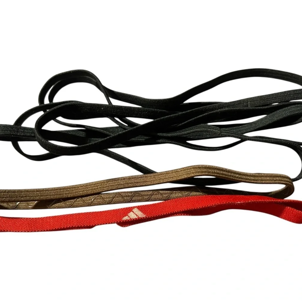 Set of 7 Elastic Headbands in Red, Brown, and Black (5)